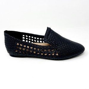 Birdies The Starling Black Woven Womens Slip On Vegan Leather Loafers